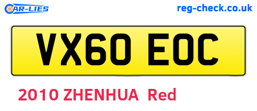 VX60EOC are the vehicle registration plates.