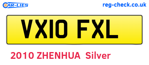 VX10FXL are the vehicle registration plates.