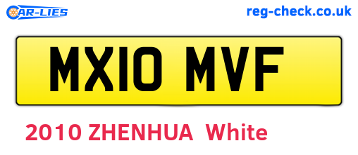 MX10MVF are the vehicle registration plates.