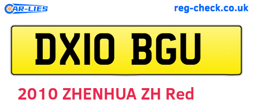DX10BGU are the vehicle registration plates.