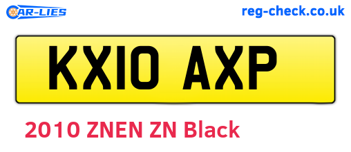 KX10AXP are the vehicle registration plates.