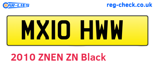 MX10HWW are the vehicle registration plates.