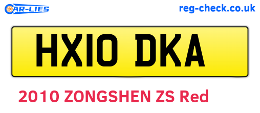 HX10DKA are the vehicle registration plates.