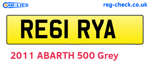 RE61RYA are the vehicle registration plates.