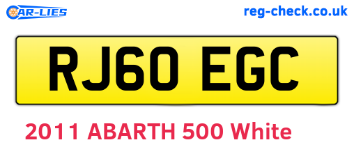 RJ60EGC are the vehicle registration plates.