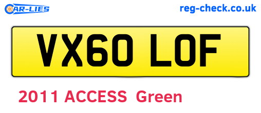 VX60LOF are the vehicle registration plates.