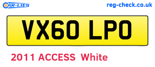 VX60LPO are the vehicle registration plates.