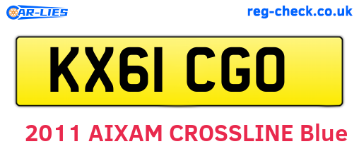 KX61CGO are the vehicle registration plates.
