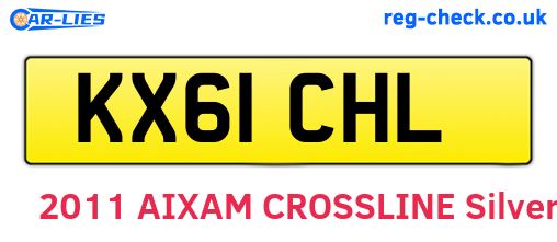 KX61CHL are the vehicle registration plates.
