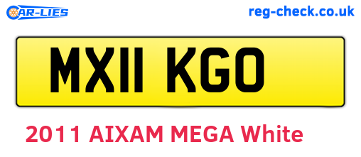 MX11KGO are the vehicle registration plates.