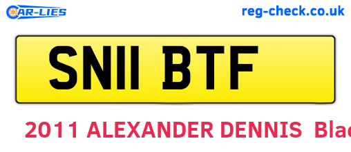 SN11BTF are the vehicle registration plates.