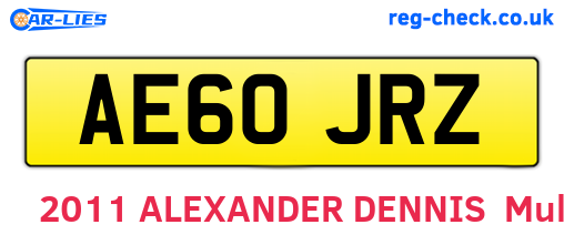 AE60JRZ are the vehicle registration plates.