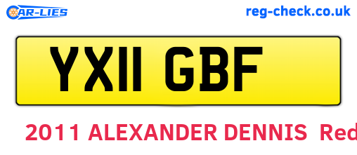 YX11GBF are the vehicle registration plates.