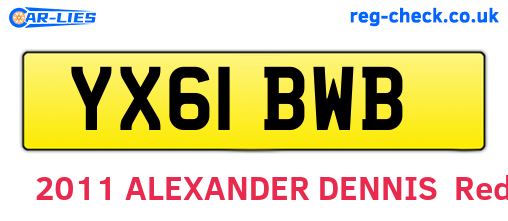 YX61BWB are the vehicle registration plates.