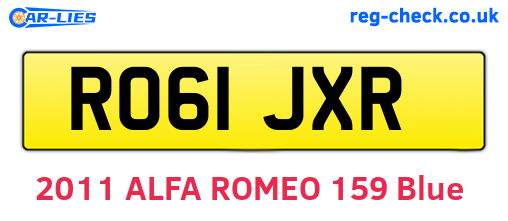 RO61JXR are the vehicle registration plates.