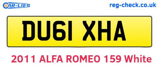 DU61XHA are the vehicle registration plates.
