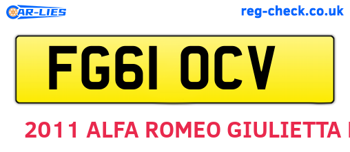 FG61OCV are the vehicle registration plates.