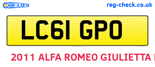LC61GPO are the vehicle registration plates.