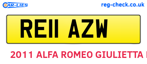 RE11AZW are the vehicle registration plates.