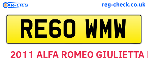 RE60WMW are the vehicle registration plates.