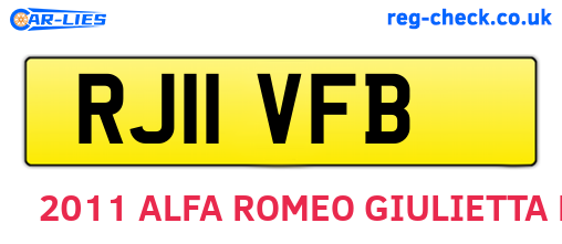 RJ11VFB are the vehicle registration plates.