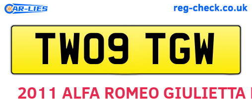 TW09TGW are the vehicle registration plates.