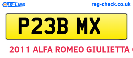P23BMX are the vehicle registration plates.