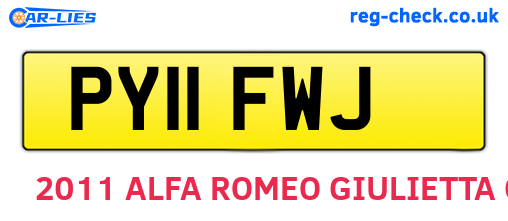 PY11FWJ are the vehicle registration plates.