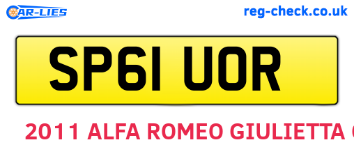 SP61UOR are the vehicle registration plates.