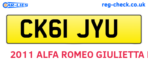 CK61JYU are the vehicle registration plates.