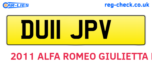 DU11JPV are the vehicle registration plates.