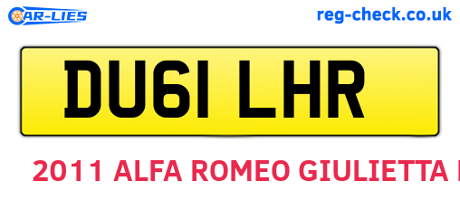 DU61LHR are the vehicle registration plates.