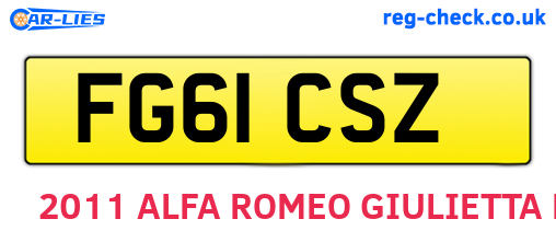 FG61CSZ are the vehicle registration plates.