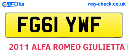 FG61YWF are the vehicle registration plates.