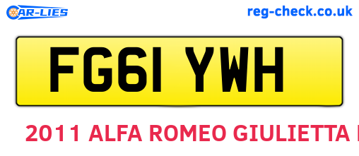 FG61YWH are the vehicle registration plates.
