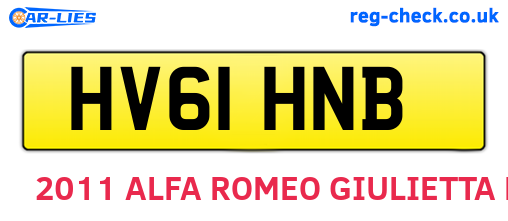 HV61HNB are the vehicle registration plates.