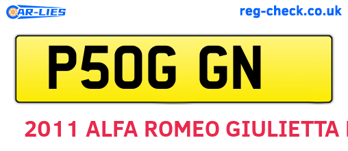 P50GGN are the vehicle registration plates.