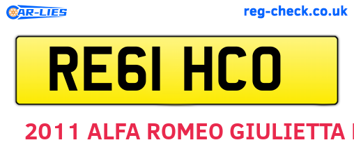 RE61HCO are the vehicle registration plates.