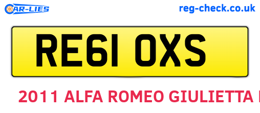RE61OXS are the vehicle registration plates.