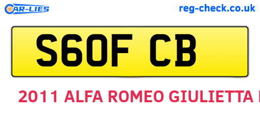 S60FCB are the vehicle registration plates.