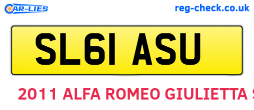 SL61ASU are the vehicle registration plates.