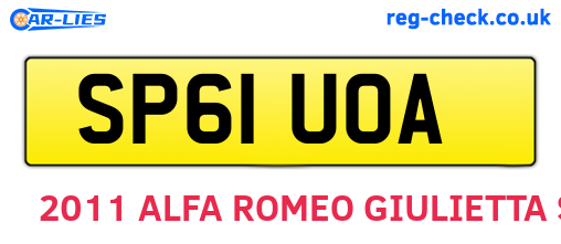 SP61UOA are the vehicle registration plates.