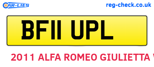 BF11UPL are the vehicle registration plates.