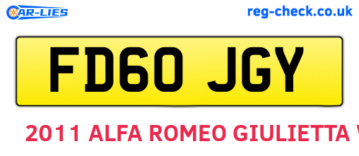 FD60JGY are the vehicle registration plates.