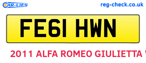 FE61HWN are the vehicle registration plates.