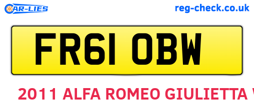 FR61OBW are the vehicle registration plates.