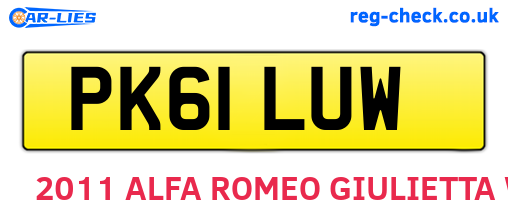 PK61LUW are the vehicle registration plates.