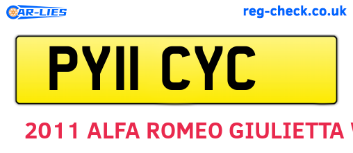 PY11CYC are the vehicle registration plates.