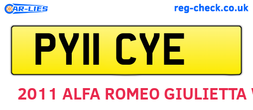 PY11CYE are the vehicle registration plates.