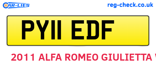 PY11EDF are the vehicle registration plates.